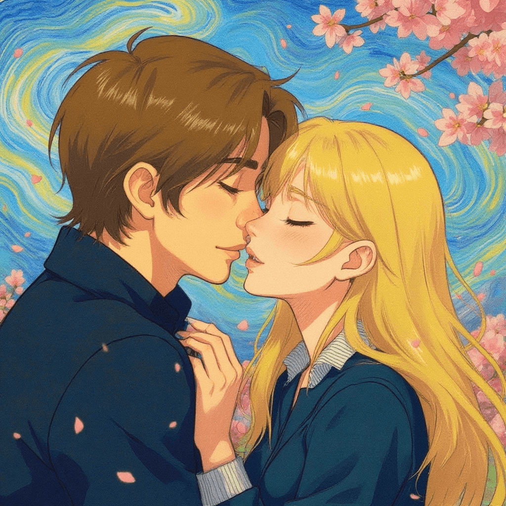 Van Gogh impressionist style romantic scene